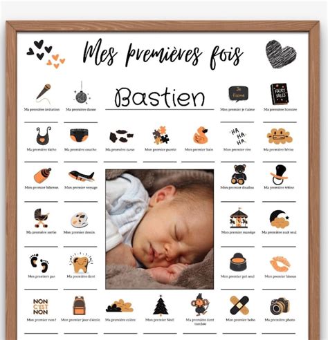 Affiche Mes premières fois bébé Décoration murale chambre bébé Affiche