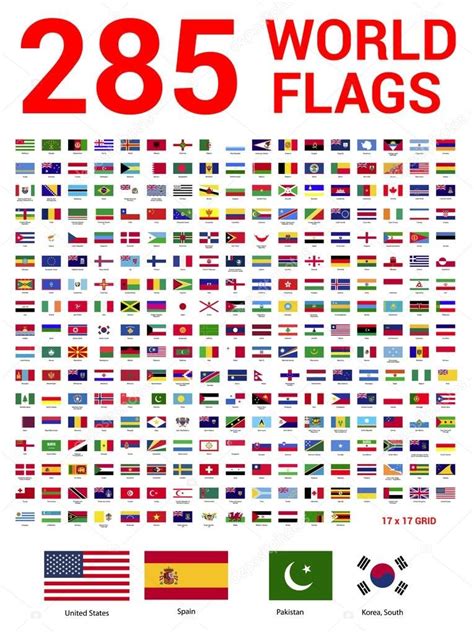 Conjunto De Mundo Bandeiras Dos Estados Soberanos World Flags With