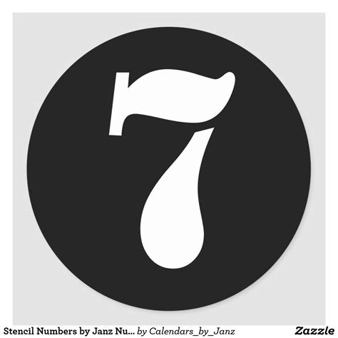 Black Stencil Number 7 Round Sticker