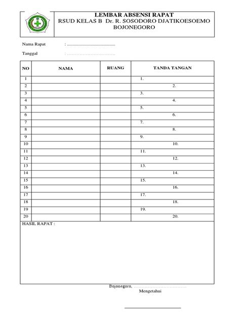 Lembar Absensi Rapat