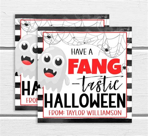 Halloween Fang Tastic Gift Tag Have A Fantastic Halloween Favor Label