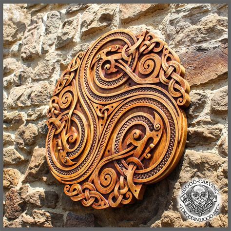 Wooden Dragon Trisquel Celtic Norse Symbol Wall Hanging Viking Etsy