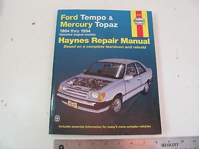 Repair Manual Haynes 36078 Ford Tempo Mercury Topaz 1984 1994