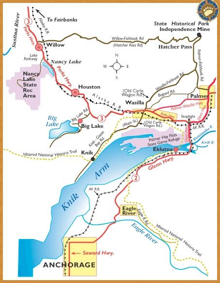 Maps of Alaska Roads By Bearfoot Guides: Map Of Anchorage to Willow, Alaska