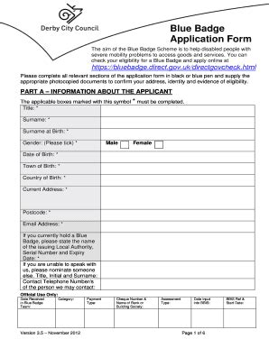 Blue Badge Derby 2012 2025 Form Fill Out And Sign Printable PDF