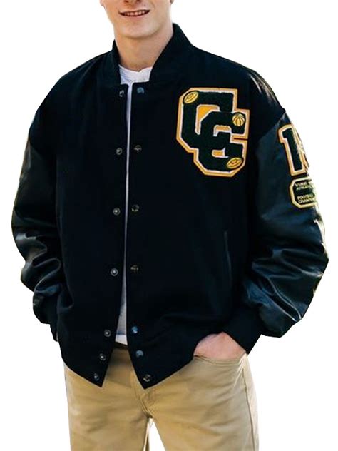 Mens High School Black Football Letterman Jacket Just American Jackets