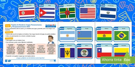 Juego Tarjetas De Banderas Juegos Panamericanos Y Parapanamericanos 2023