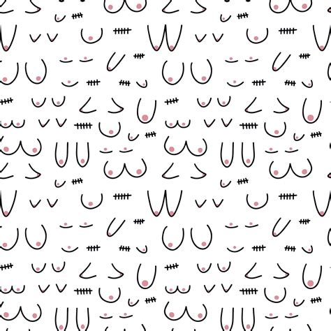 Different Kinds Of Woman Breast Vector Seamless Pattern Hand Drawn