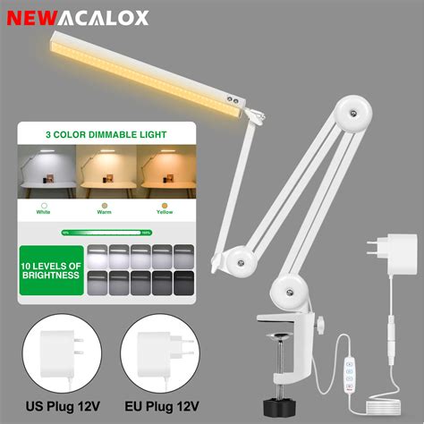 NEWACALOX EU US 12V Desk Lamp With 102Pcs LED Lights 24W Folding Table