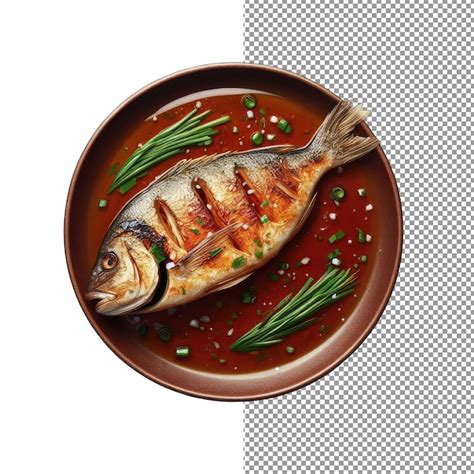 Premium PSD Elegant Grilled Fish Served On A Dish Png