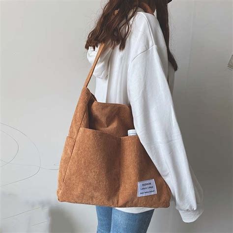 Brown Corduroy Tote Bag Vintage Corduroy Bag Corduroy Etsy Tote Bag Canvas Design Tote