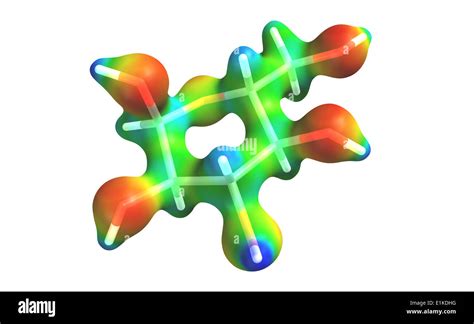 Glucose Molecular Model The Coloured Map Represents The Electrostatic