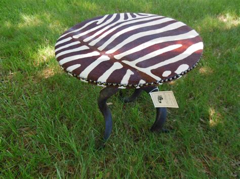 Zebra Print Side Table with Kudu Legs- SOLD