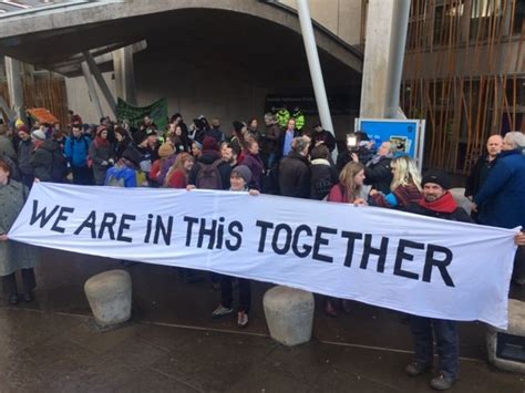 Campaigners Hold Sit In Protest At Scottish Parliament Bbc News