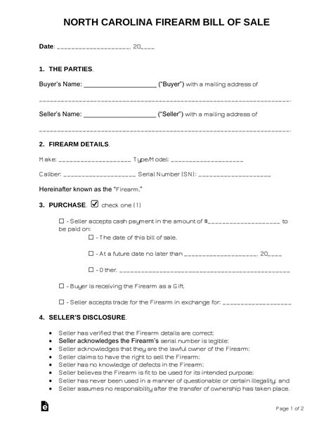 Free North Carolina Bill of Sale Forms (4) - PDF – eForms