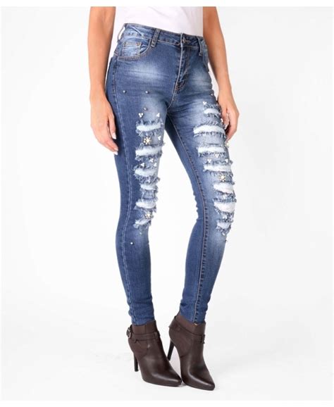 Jeans Pearl Embellished Ripped Skinny Jeans Krisp