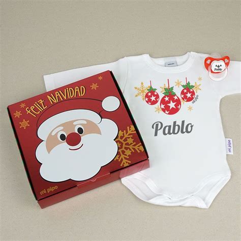 Cajita Navidad Body Chupete Bolas Personalizada Ecomociones4D