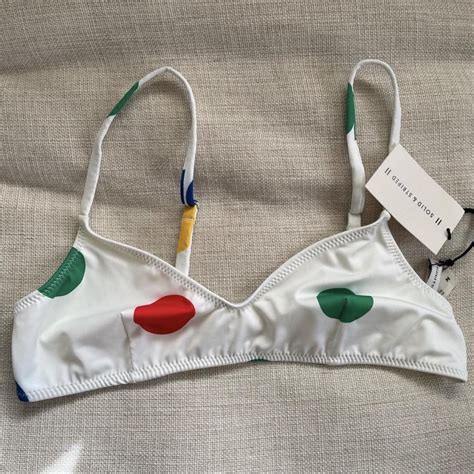 New With Tags Solid Striped White Bikini Top With Depop