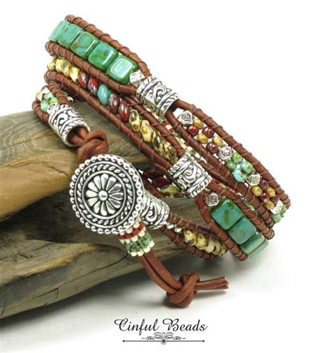 Southwestern Beaded Leather Wrap Bracelet Boho Leather Diy Wrap