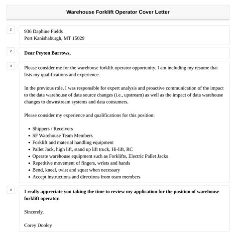 Warehouse Forklift Operator Cover Letter Velvet Jobs