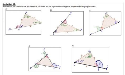 encuentra las medidas de los ángulos faltantes en los siguientes