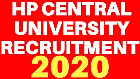 Central University Of Himachal Pradesh Recruitment 2020 HP Central