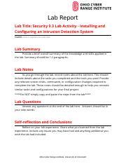 Security 9 3 Lab Activity Installing And Configuring An Intrusion