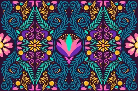 Fondo De Tejido Floral Mexicano Vector Gratis Fondos Mexicanos Fondos Florales De época