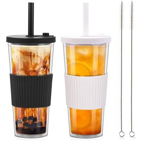 Gobelet Verre Bubble Tea Cup Anti Fuite Pcs Reutilisable Tasses