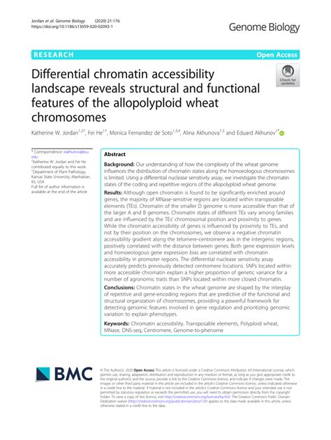 Pdf Differential Chromatin Accessibility Landscape Reveals Structural