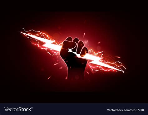 Hand Holding Red Lightning Royalty Free Vector Image