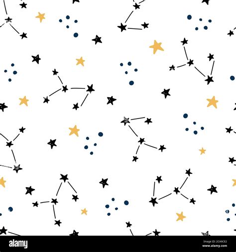 Space and galaxy hand drawn seamless pattern with star element. Cosmos ...