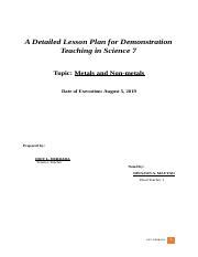 A Detailed Lesson Plan For Demonstration Teaching In Science 7 Docx A