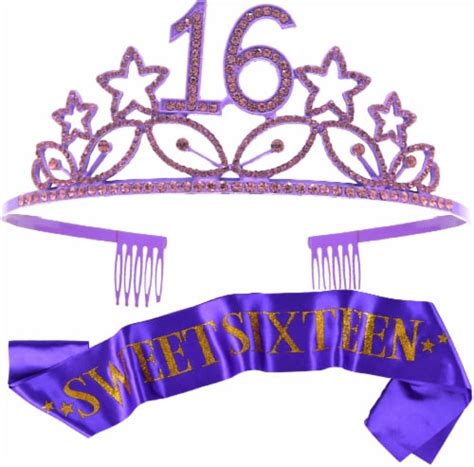 Meant Tobe Purple Th Birthday Sash Tiara Set Glitter Stars