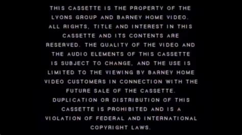 The Lyons Group Warning Screen Early Variant For 2000 Vhs Coming