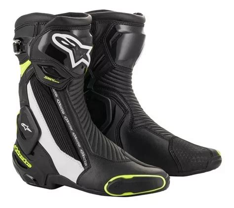 Bota Moto Alpinestars Smx Plus V2 Preta Amarelo Fluor