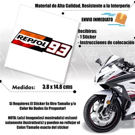 Calcomania Sticker Repsol 93 Marquez Moto Efx Ss Auto Vinil Meses Sin