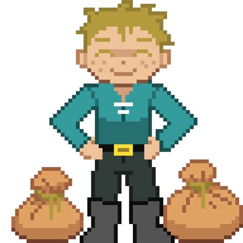 An Bit Retro Styled Pixel Art Illustration Of A Merchant With Blonde