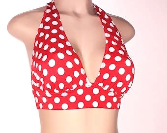 Halter Bikini Tops Tie Neck Swimwear Top Thick Tie Back Etsy