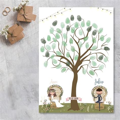 Arbre à empreintes mariage champêtre Livre d or mariage Etsy France