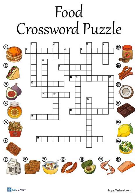 5 free fun food crossword puzzles - ESL Vault