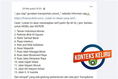 Klarifikasi Tarif Parkir Terbaru Dki Jakarta Rp Per Jam