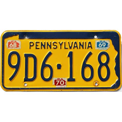 1970 Pennsylvania 9d6 168 Old Pa License Plates