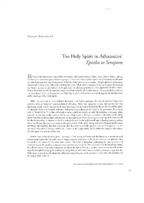 Pdf “the Holy Spirit In Athanasius Epistles To Serapion” In Coptic