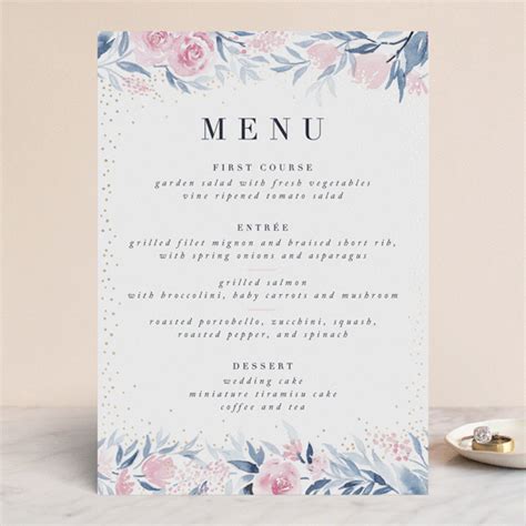 Monogrammed Watercolor Floral Foil Pressed Menus By Qing Ji Minted