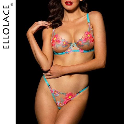 Uaang Ellolace Lingerie Set Sexy Exotic Fancy Floral Transparent