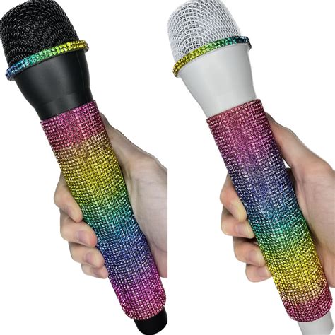 Rainbow Rhinestone Prop Microphone Concert Festival Lgbtq Pride Parade