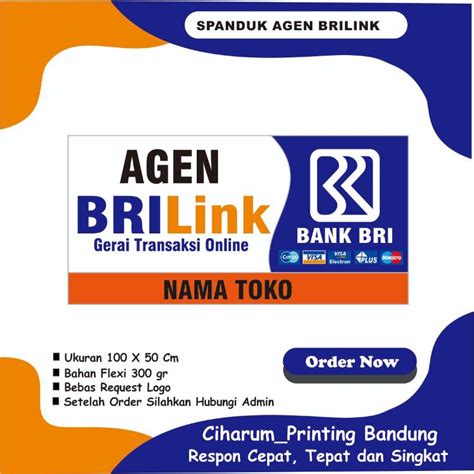 Jual Spanduk Banner Agen BriLink Bank BRI Costume Shopee Indonesia