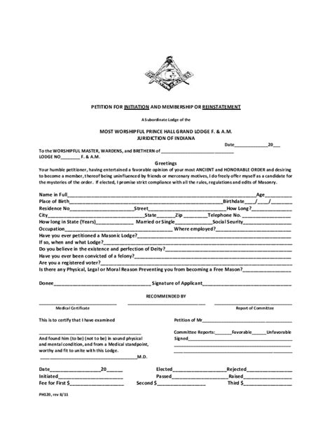 Fillable Online PETITION FOR INITIATION AND MEMBERSHIP OR REINSTATEMENT