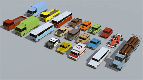 3D Collection of low-poly cars - Blender Market